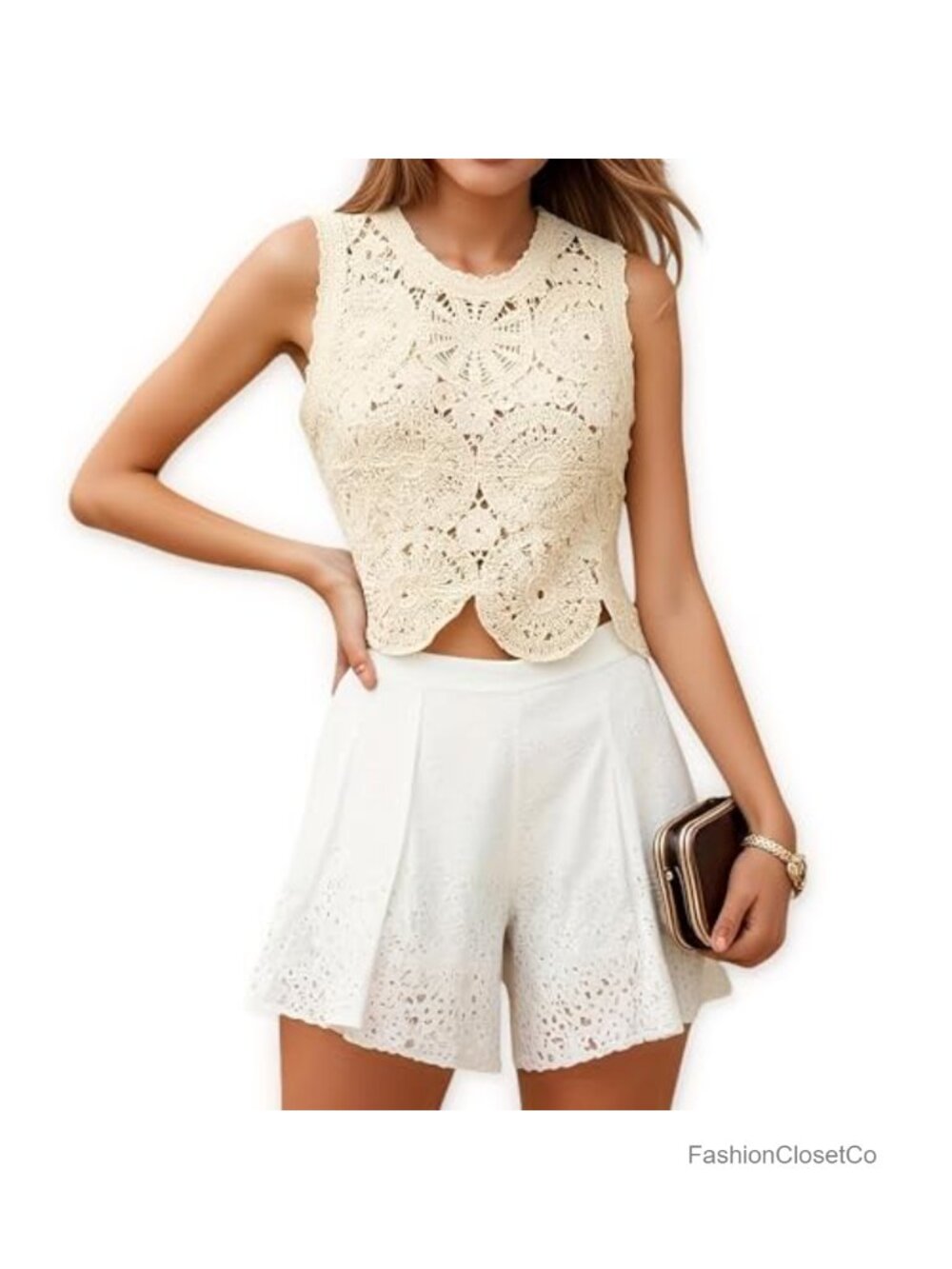 Crochet Lace Floral Sleeveless Crop Top Vintage Summer Tank